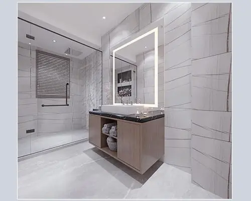 Black & White Modern Washroom With Enclosed Shower-3