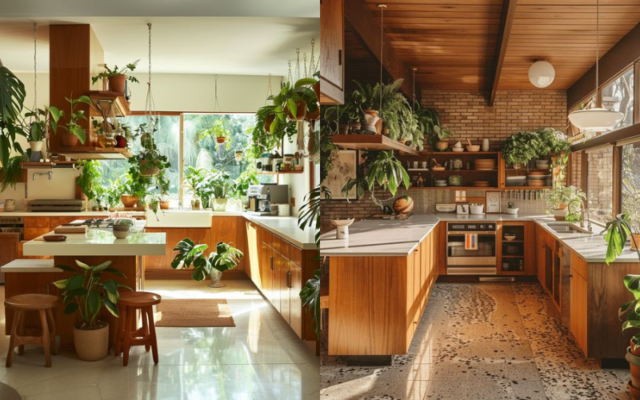 Modern Kitchen With Indoor Plants