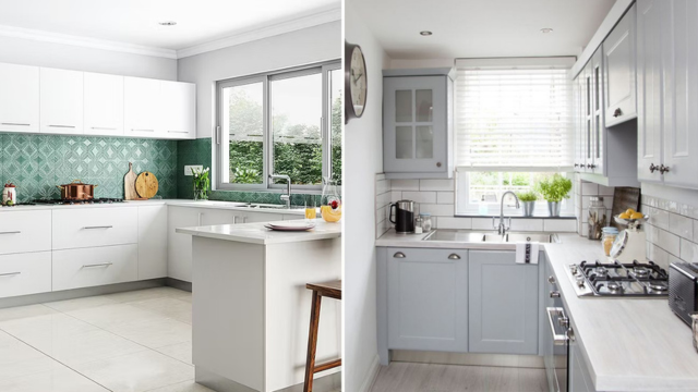 kitchen work triangle layout modern Indian kitchen