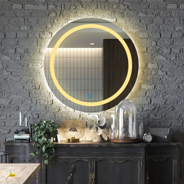 Modern bathroom lighting design with LED mirror lights and warm ambient interior decor