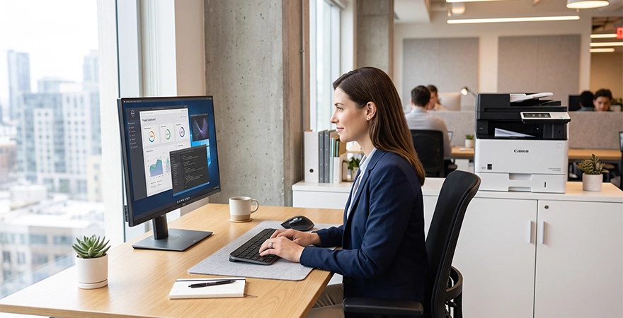 Woman working on computer